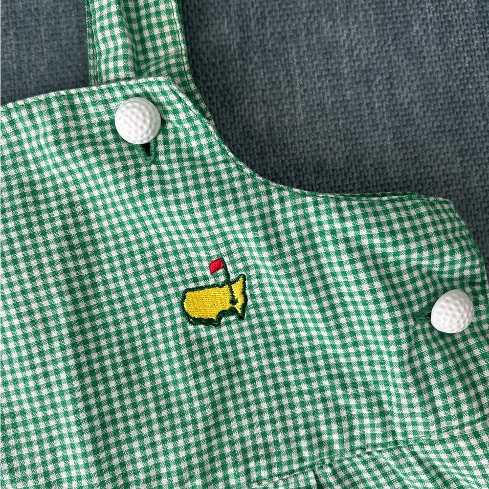 Super cool masters overalls for baby. Golf ball buttons, collectors piece.